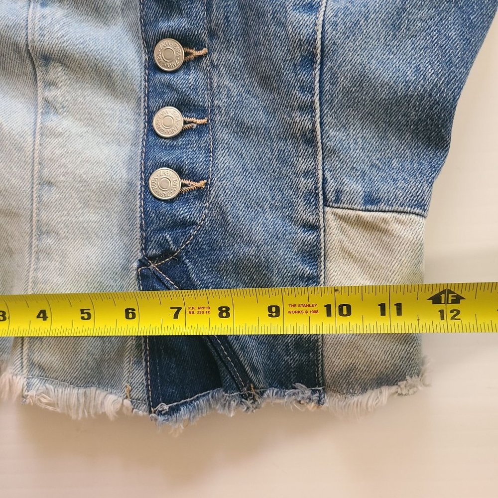 ZARA TRF PATCHWORK DENIM TOP BLUE SIZE XS | 6045/007 - Picture 6 of 11